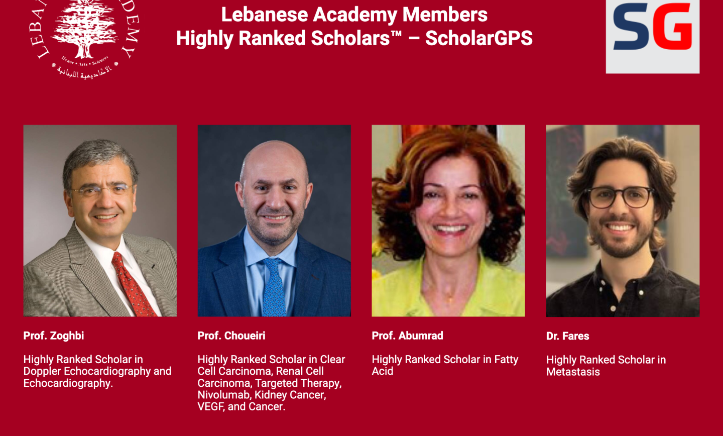 Lebanese Academy Members Recognized as ScholarGPS Highly Ranked Scholars™